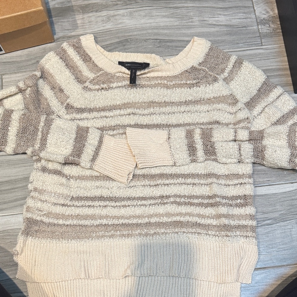 Sheer Striped Beige and Cream Sweater